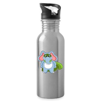 Elephant Superhero Cloak - Water bottle with straw - silver - Right