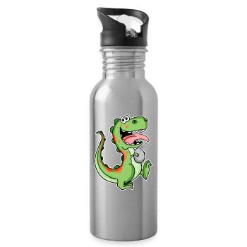 Dinosaur with Baby Dinosaur Egg - Water bottle with straw - silver - Right