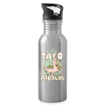 Let's Taco Bout Alpacas Funny Llamas - Water bottle with straw - silver - Right
