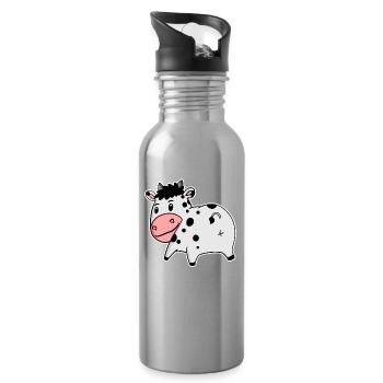 Cow Ass - Cow Butt - Water bottle with straw - silver - Right