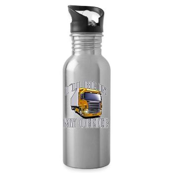 KLW LKW-Fahrer Lastkraftwagen Spruch - Trinkflasche mit integriertem Trinkhalm - Lightsilver - Rechts