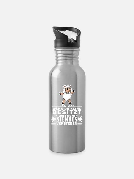 Schafe Schaf Schafzüchter Geschenk - Trinkflasche mit integriertem Trinkhalm - Lightsilver