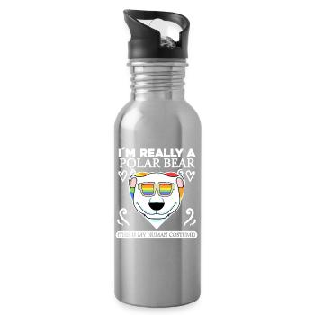 Eisbär Polarbär Bär Spruch Sprüche - Trinkflasche mit integriertem Trinkhalm - Lightsilver - Rechts