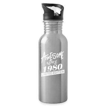 1980 Geschenk - Trinkflasche mit integriertem Trinkhalm - Lightsilver - Rechts