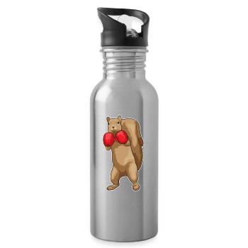 Eichhörnchen Boxer Boxhandschuhe - Trinkflasche mit integriertem Trinkhalm - Lightsilver - Rechts
