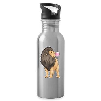 Gomme à mâcher Lion - Gourde avec paille intégrée - argent clair - Droite