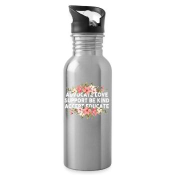 Plaidoyer Amour Soutien Accepter Soyez gentil - Gourde avec paille intégrée - argent clair - Droite