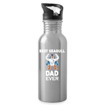 Daddy Daddy North Sea Best Seagull Dad - Water bottle with straw - silver - Right