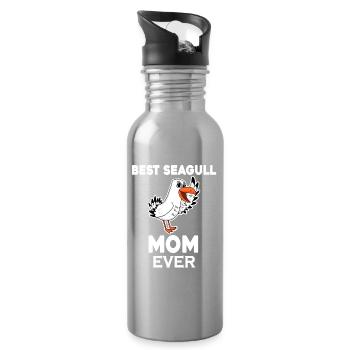 Mother Mom North Sea Best Seagulls Mom - Water bottle with straw - silver - Right
