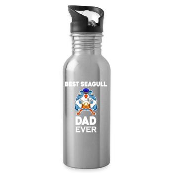 Daddy Daddy North Sea Best Seagull Dad - Water bottle with straw - silver - Right