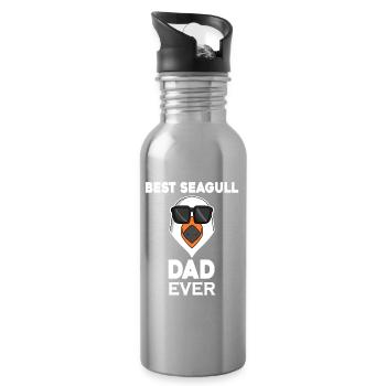 Daddy Daddy North Sea Best Seagull Dad - Water bottle with straw - silver - Right