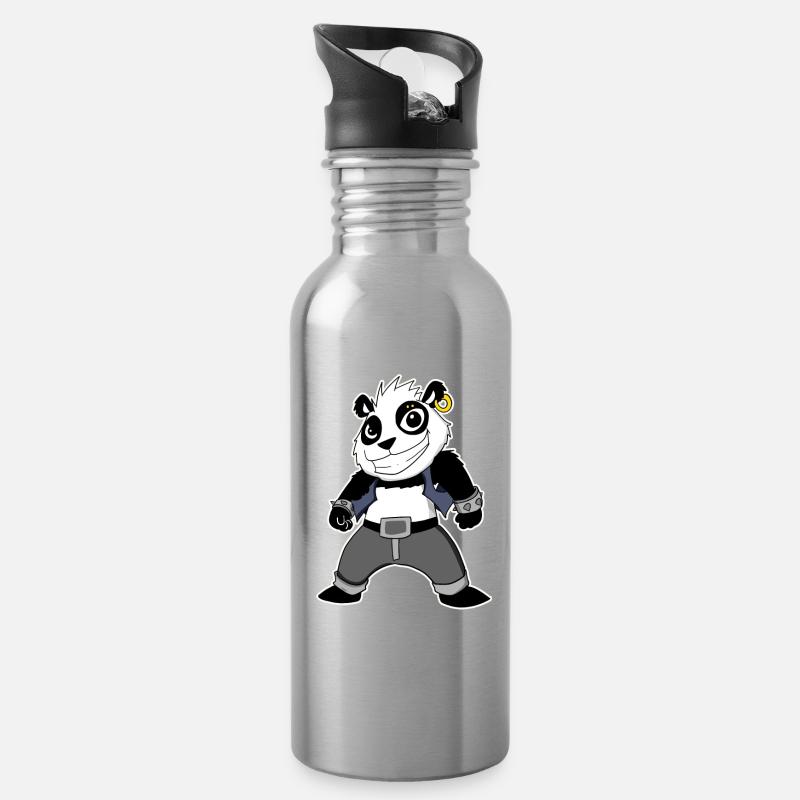 Cool Panda - Trinkflasche mit integriertem Trinkhalm - Lightsilver