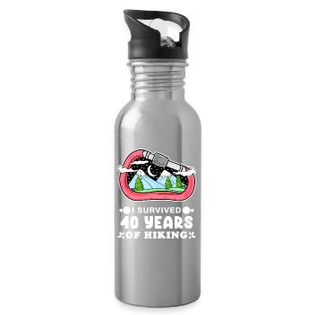 Hiking 40th birthday Hiker 40 years - Water bottle with straw - silver - Right