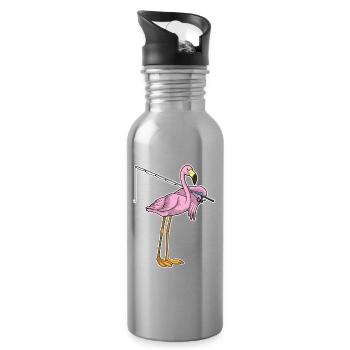 Flamingo Angler Fishing Rod Fishing Rod - Water bottle with straw - silver - Right