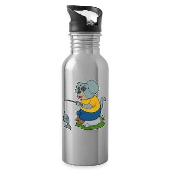 Pêche au poisson Dog Angler - Gourde avec paille intégrée - argent clair - Droite