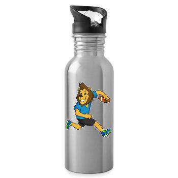 Lion American Football Sports - Water bottle with straw - silver - Right