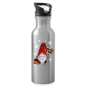 Christmas Gnome mit Schneeflocken X Mas Wichtel - Trinkflasche mit integriertem Trinkhalm - Lightsilver - Rechts