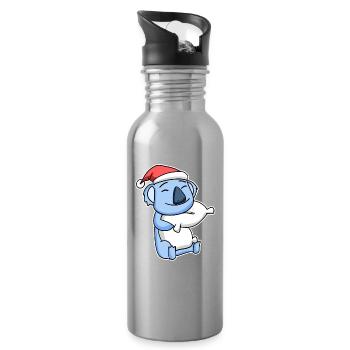 Koala Weihnachten Schlafen Schlaf Ausschlafen - Trinkflasche mit integriertem Trinkhalm - Lightsilver - Rechts