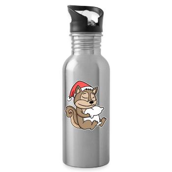 Écureuil Noël Sommeil Sommeil - Gourde avec paille intégrée - argent clair - Droite