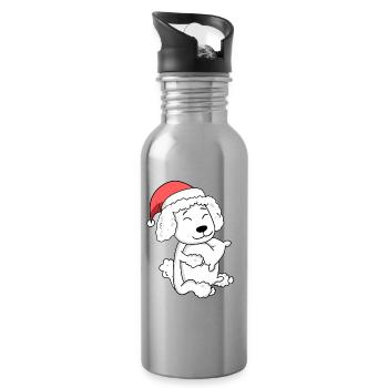Caniche Chien Noël Sommeil Fatigué - Gourde avec paille intégrée - argent clair - Droite