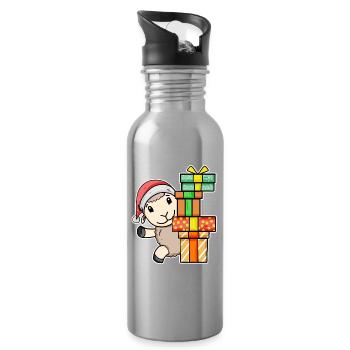 Weihnachten Schaf mit Geschenke - Trinkflasche mit integriertem Trinkhalm - Lightsilver - Rechts
