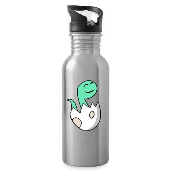 Dinosaurier Ei Dino Baby Motiv - Trinkflasche mit integriertem Trinkhalm - Lightsilver - Rechts