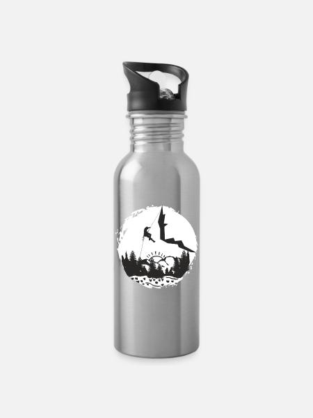 Time to Climb - Climbing Lovers - Trinkflasche mit integriertem Trinkhalm - Lightsilver