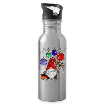 Funny Christmas Dwarf Gnome Elves - Water bottle with straw - silver - Right