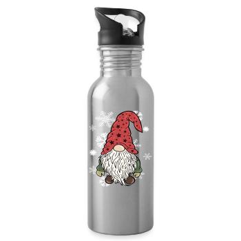 Gnom Weihnachts Wichtel Schneeflocken - Trinkflasche mit integriertem Trinkhalm - Lightsilver - Rechts