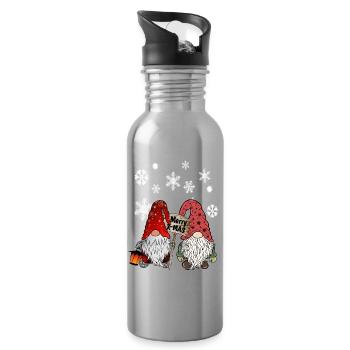 Gnom Weihnachts Wichtel mit Schneeflocken - Trinkflasche mit integriertem Trinkhalm - Lightsilver - Rechts