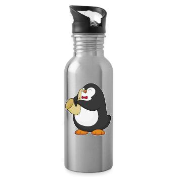 Penguin Musicien Saxophone Musique - Gourde avec paille intégrée - argent clair - Droite