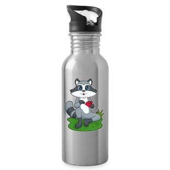 Waschbär Poker Pokerkarten - Trinkflasche mit integriertem Trinkhalm - Lightsilver - Rechts