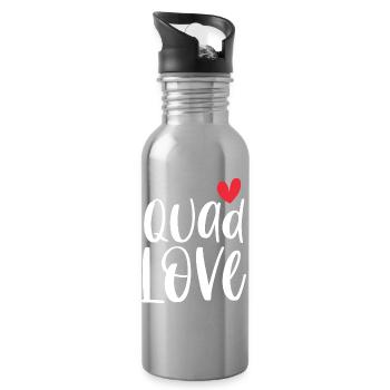 Quad Quadfahrerin Offroad Leidenschaft Geschenk - Trinkflasche mit integriertem Trinkhalm - Lightsilver - Rechts