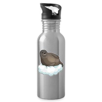 Seal Clouds - Water bottle with straw - silver - Right