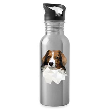 Kooikerhondje im Polygon Style - Trinkflasche mit integriertem Trinkhalm - Lightsilver - Rechts