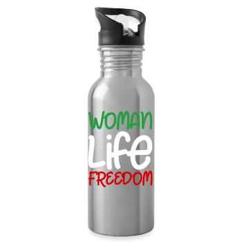 Woman Life Freedom Iran Frauen Frau Frauenrechte - Trinkflasche mit integriertem Trinkhalm - Lightsilver - Rechts