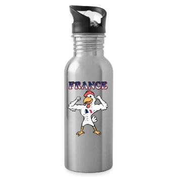 Coq Français Équipe de France de Sport - Gourde avec paille intégrée - argent clair - Droite