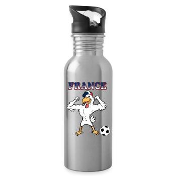 Coq Français Sports France avec Ballon de Football - Gourde avec paille intégrée - argent clair - Droite