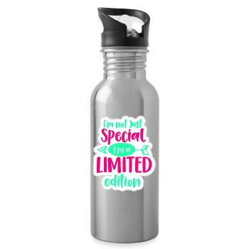 I'm not special, I'm a limited edition* - Water bottle with straw - silver - Right