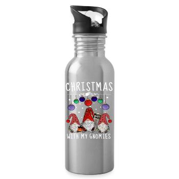 Gnome Family Christmas Elves - Water bottle with straw - silver - Right