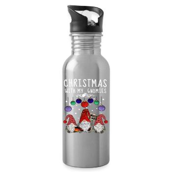 Merry Christmas Gnome Family - Water bottle with straw - silver - Right