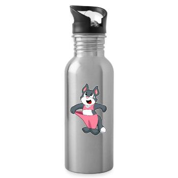 Cat Workout Gymnastics Fitness - Water bottle with straw - silver - Right