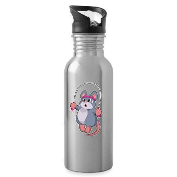 Maus Seilspringen Springseil Fitness - Trinkflasche mit integriertem Trinkhalm - Lightsilver - Rechts
