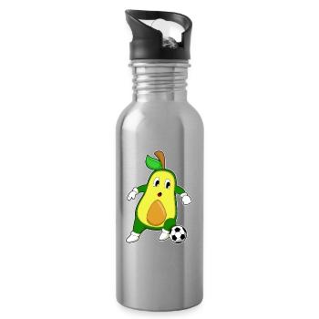 Avocado Soccer Player Soccer - Water bottle with straw - silver - Right