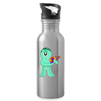 Extraterrestre pieuvre - Gourde avec paille intégrée - argent clair - Droite
