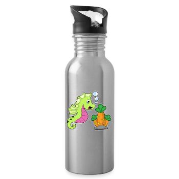 Hippocampe Carotte - Gourde avec paille intégrée - argent clair - Droite