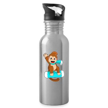 Snowboardeur Singe Snowboard - Gourde avec paille intégrée - argent clair - Droite