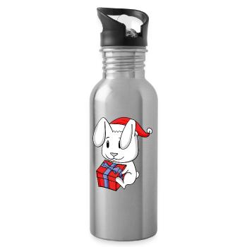 Christmas Baby with Gift - Rabbit - Water bottle with straw - silver - Right