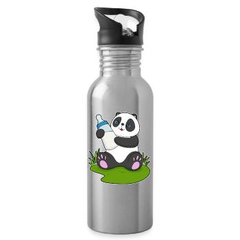 Lait pour biberon Panda - Gourde avec paille intégrée - argent clair - Droite