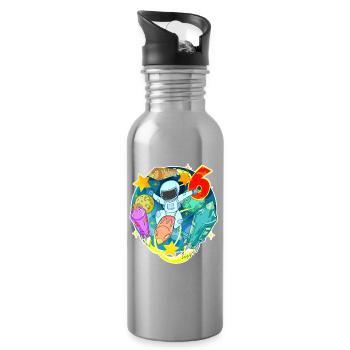 6. Geburtstag 6 Jahre Junge Astronaut Weltall - Trinkflasche mit integriertem Trinkhalm - Lightsilver - Rechts